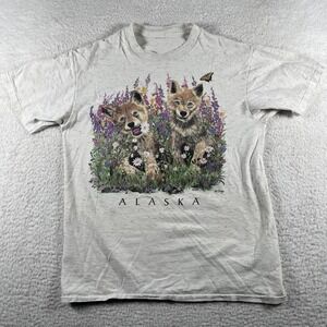 Vintage Jan Griggs Alaska Fox Print Women's‎ Medium Tee Shirt